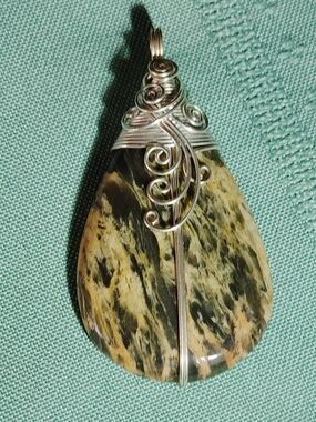 TURKISH AGATE. STERLING WRAPED PENDANT, SUSPENDED ON 18 OR 20 IN CHAIN. U CHOOSE